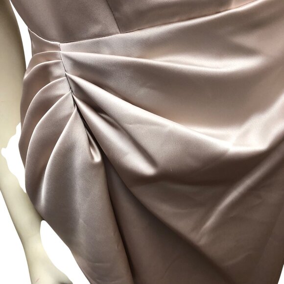 Maggy London Elegant Champagne‎ Sleeveless Draped Satin Sheath Dress 14 NWT - Picture 14 of 15